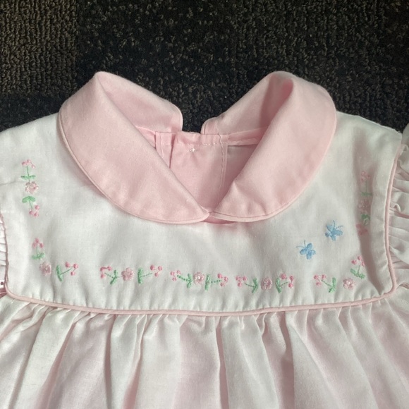 Vintage 90’s Summer Baby Dress 2-piece Pink with White Pinafore 6-9 months Y2K - Picture 2 of 8
